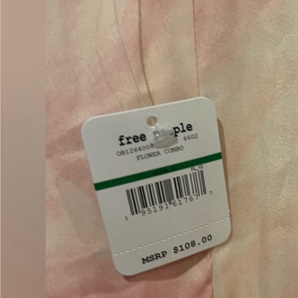 Free People Flowy Pull On Maxi Slip Dress Pink Tie Dye Flower Combo size Large - Picture 9 of 11